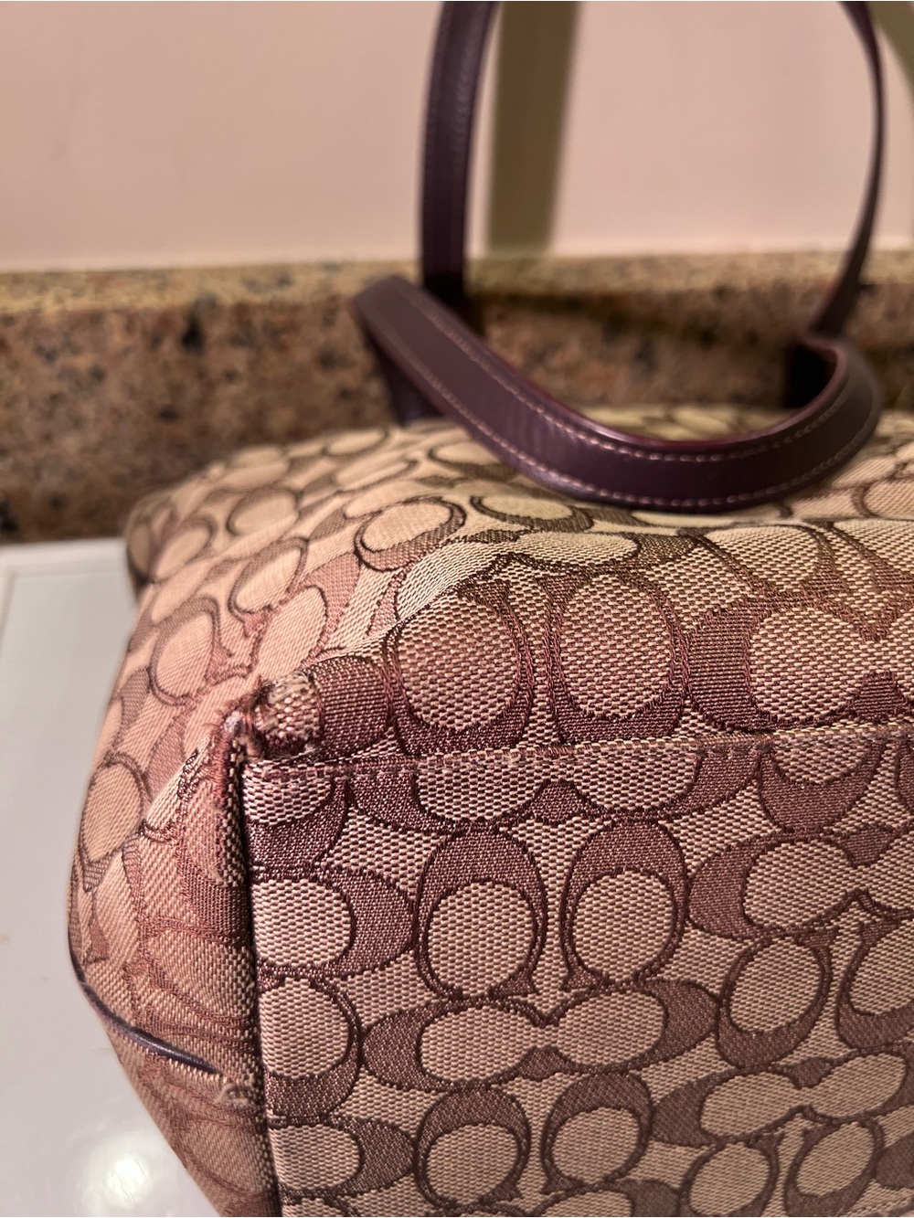 Coach Brown Signature Tote Shoulder Bag - Picture 8 of 12